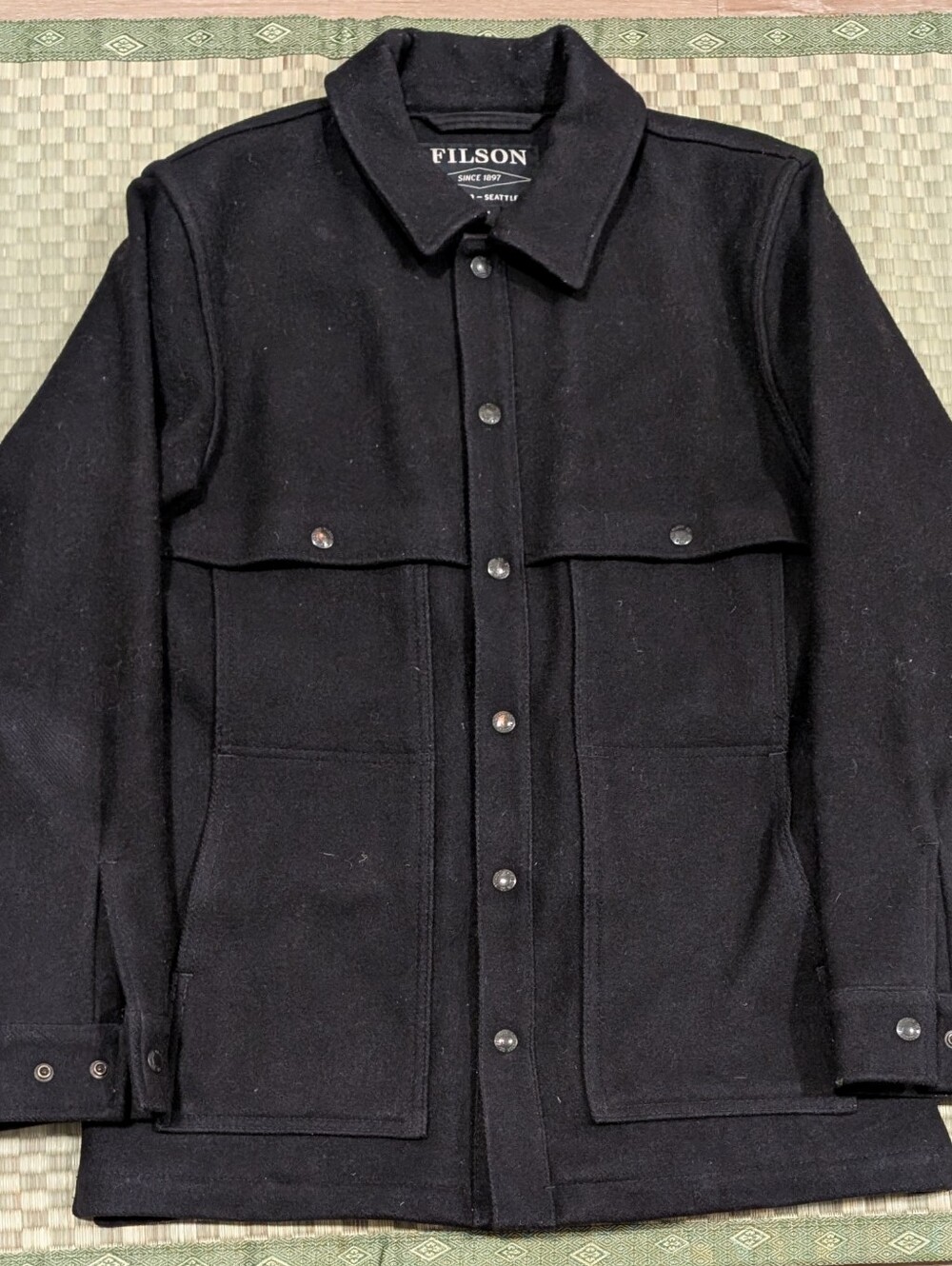 Filson 100% Wool Unlined Cape Coat Black Men's Size Small Made in USA